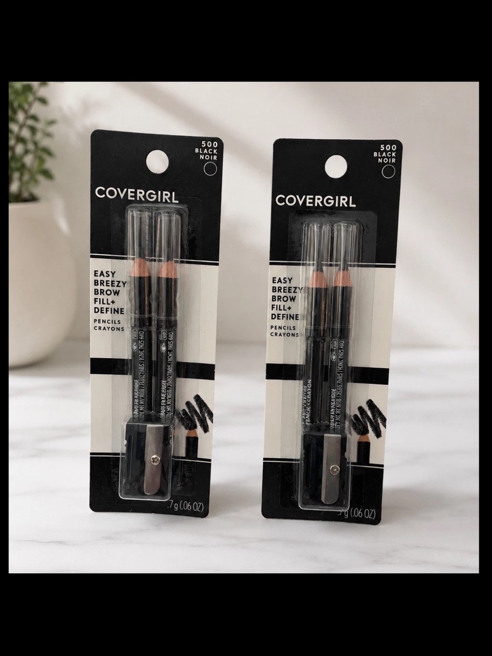COVERGIRL Easy Breezy Brow Fill + Define Pencil Duo - Black - 2 packs